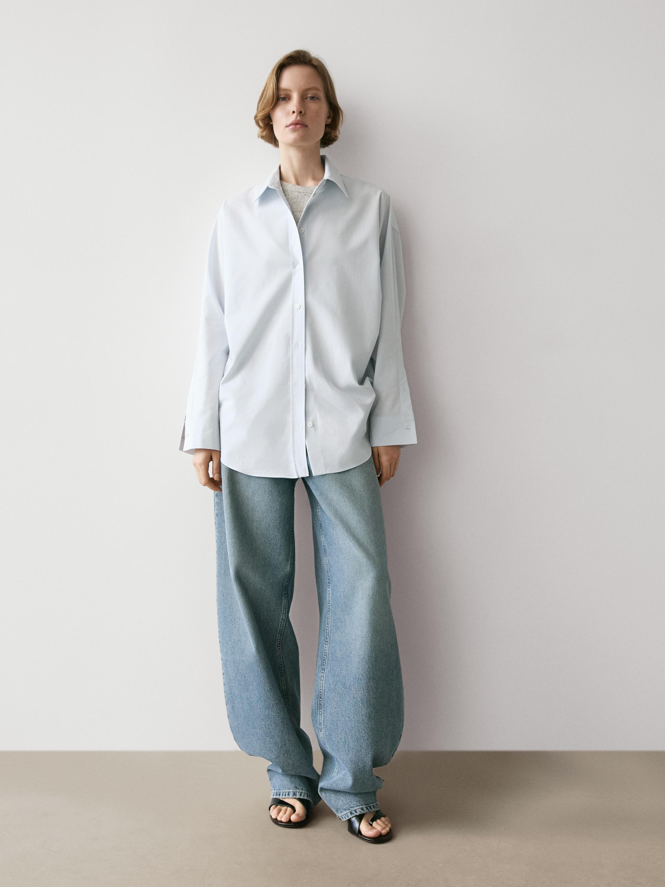 Poplin and cotton blend shirt